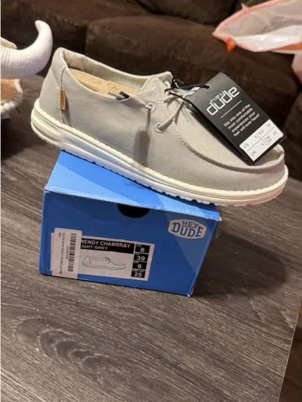 Hey Dude Wendy Chambray Light Grey Women's Slip-On Loafer